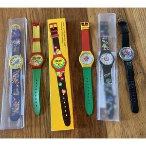 Six  90’s  M&M’s Candy Watches  Lot / Bundle Needs Batteries